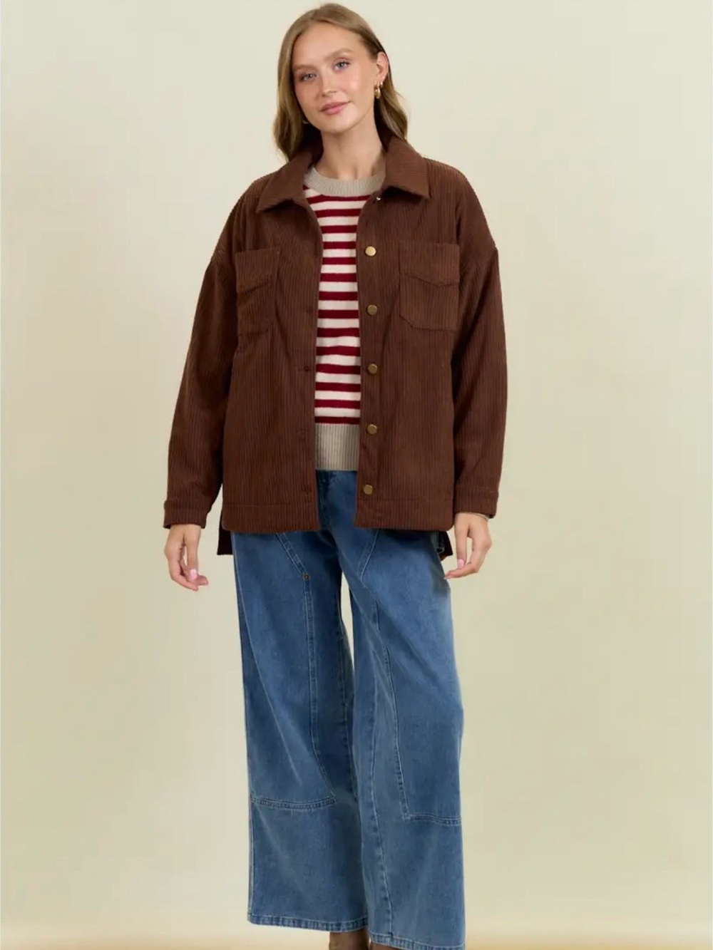 NWT Doe & Rae Brown Corduroy Button-Up Jacket